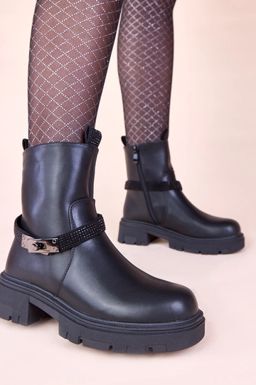 Botines negros con plataforma decorados con circonitas Nathe 2
