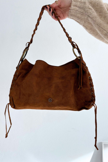 Bolso de ante sintético con elegantes lazos de color marrón Janelis