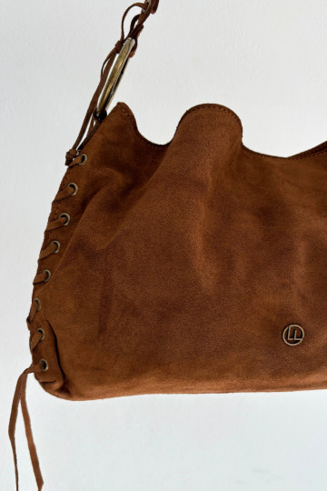 Bolso de ante sintético con elegantes lazos de color marrón Janelis 2