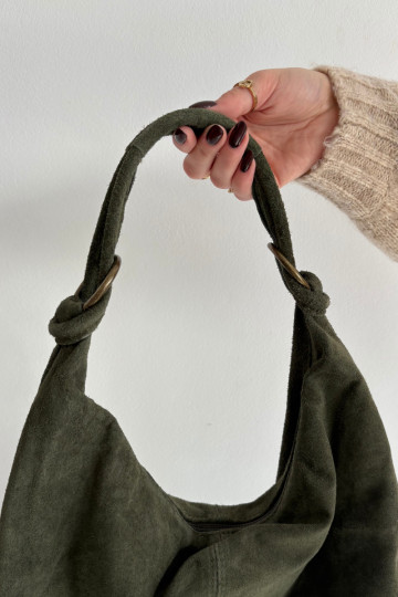 Bolso de ante natural verde oscuro Floriah