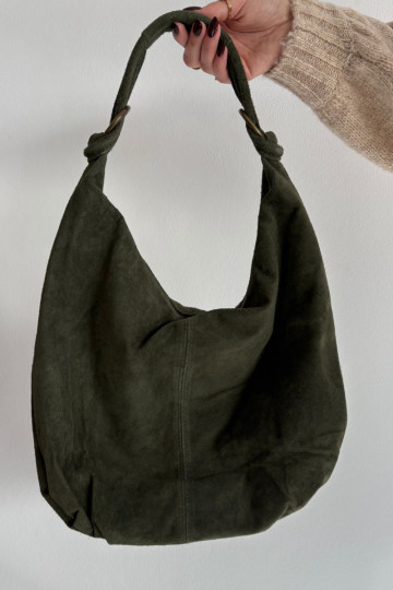 Bolso de ante natural verde oscuro Floriah 2