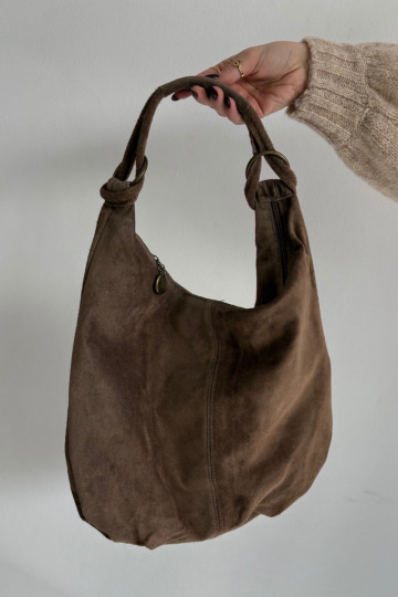 Bolso de ante natural color arena oscuro Floriah