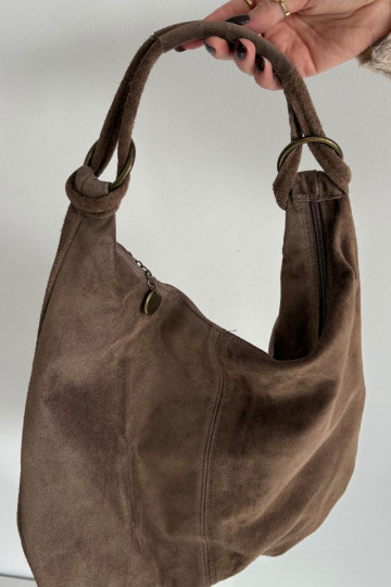 Bolso de ante natural color arena oscuro Floriah 2
