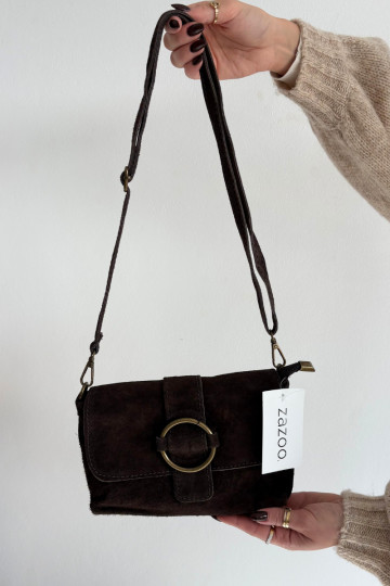 Skórzana de gamuzaoAa un bolso pequeño CzekoladoAa Jessel