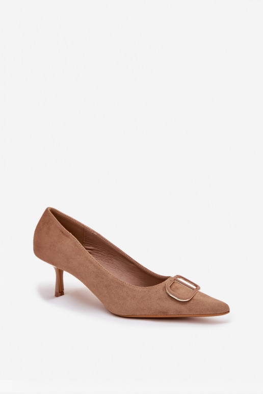 zapatos de tacón alto Femenino Con decoraciones Detalem beige Amelora