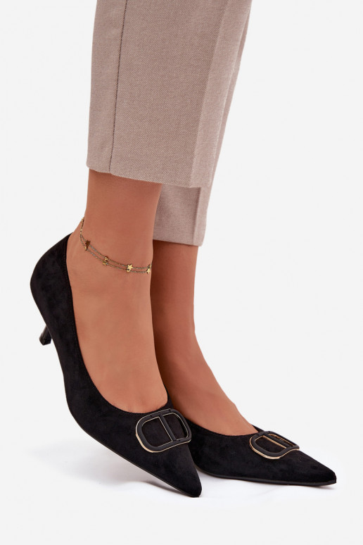 zapatos de tacón alto Femenino Con decoraciones Detalem de color negro Amelora