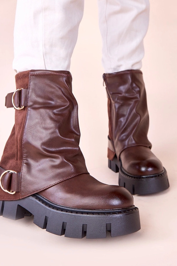 Botines marrones con plataforma y caña doblada Cenda 2