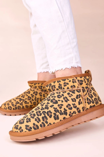 Botas de nieve de ante natural con estampado de leopardo, forradas de piel Matilda 2