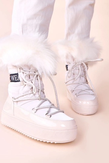 Botas de nieve color arena con cordones y piel Alison