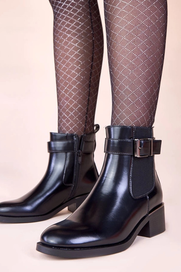 Botines clásicos negros con talón lacado Dalila