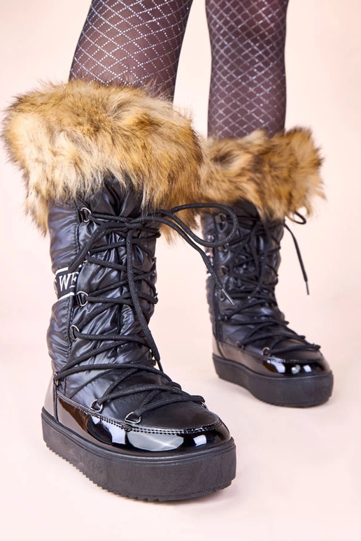 Botas de nieve negras con piel Malida