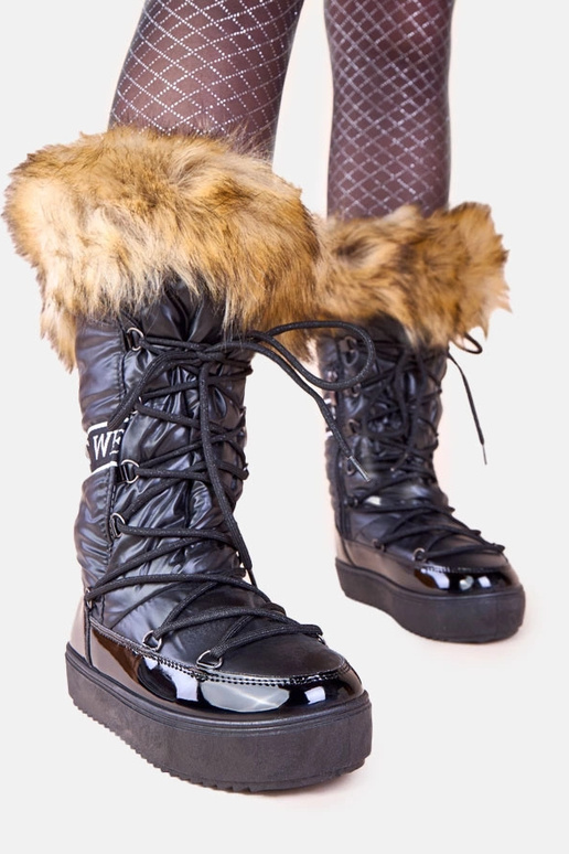 Botas de nieve negras con piel Malida