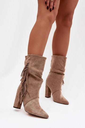 Botas de mujer con flecos I Tiene querszczeniem calentamiento beige Darlina 2