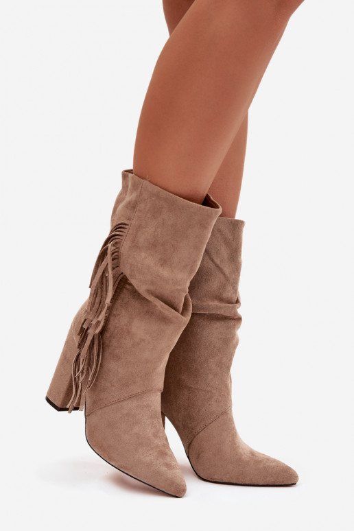 Botas de mujer con flecos I Tiene querszczeniem calentamiento beige Darlina