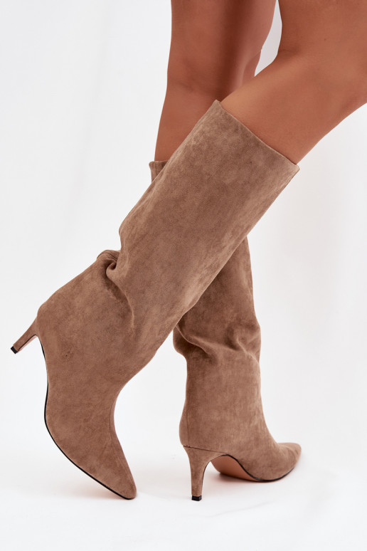 botas de mujer Un modelo convincente calentamiento con tacones finos beige Olivienne