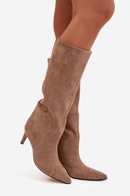 botas de mujer Un modelo convincente calentamiento con tacones finos beige Olivienne