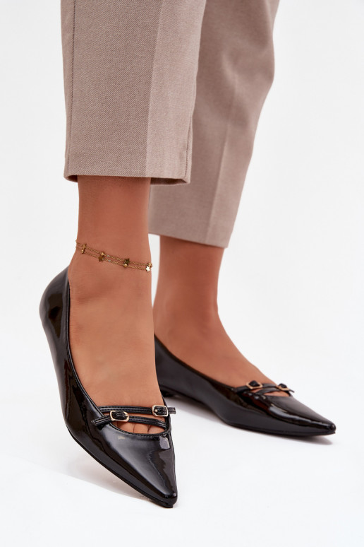 Bailarinas lacadas con correas de color negro Zarelia