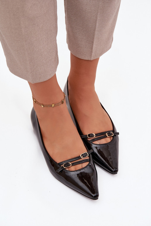 Bailarinas lacadas con correas de color negro Zarelia