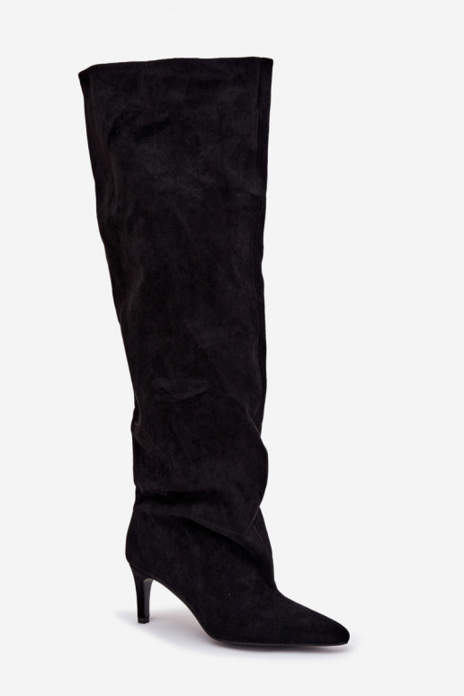 botas de mujer con tacones finos Un modelo convincente de color negro Tiene quevilla