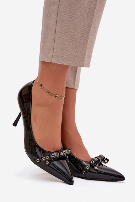 con efecto barniz zapatos de tacón alto con cintas de color negro Janisse