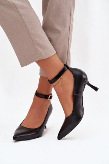Zapatos de tacón alto con tiras de color negro Perrine
