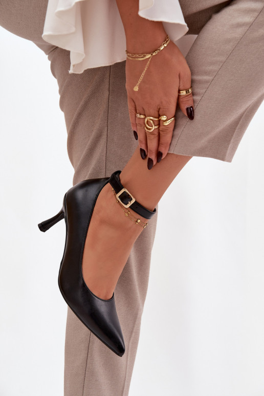 zapatos de tacón alto Zapatos con correas de color negro Perrine