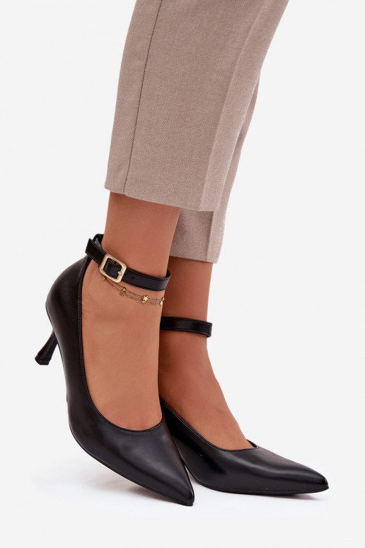 zapatos de tacón alto Zapatos con correas de color negro Perrine