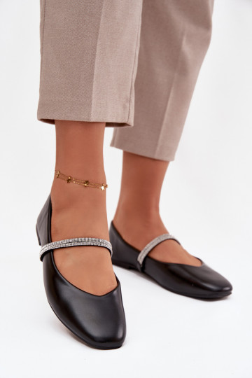 bailarinas FemeninoBłyszczącymi Paskami de color negro Ilirene