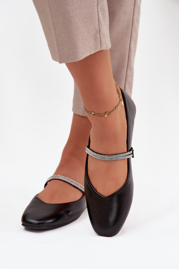 bailarinas FemeninoBłyszczącymi Paskami de color negro Ilirene 2