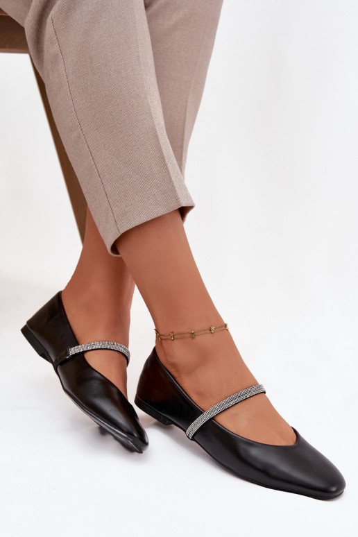 bailarinas FemeninoBłyszczącymi Paskami de color negro Ilirene