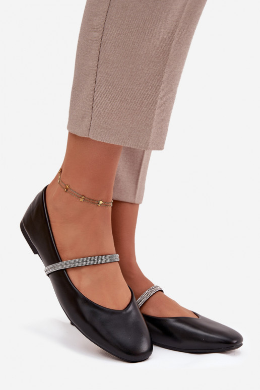 bailarinas FemeninoBłyszczącymi Paskami de color negro Ilirene