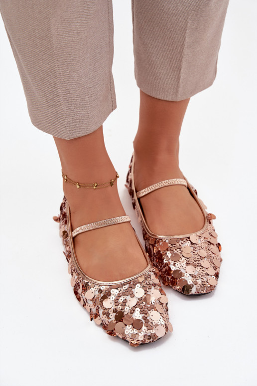 bailarinas Ozdobione Cekinami color rosa Szampańskie Terlina