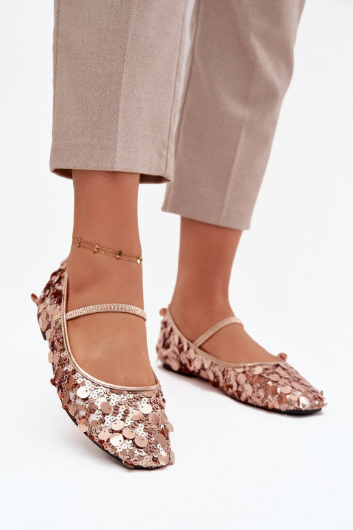 bailarinas Ozdobione Cekinami color rosa Szampańskie Terlina