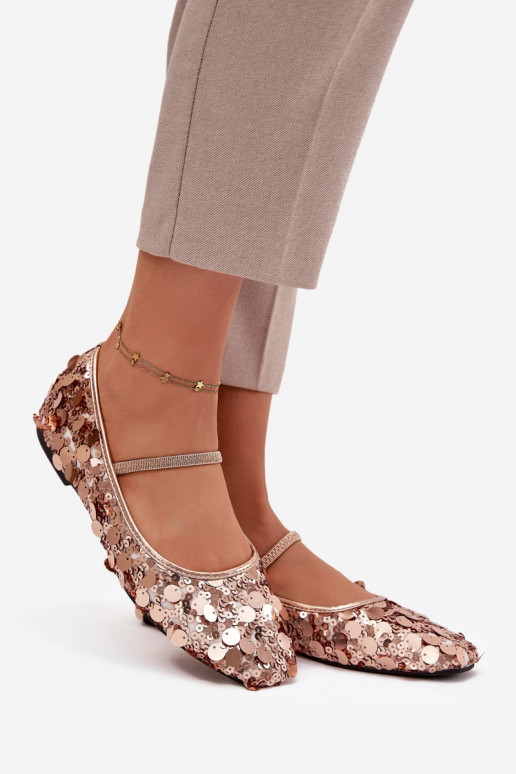 bailarinas Ozdobione Cekinami color rosa Szampańskie Terlina