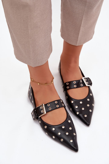 bailarinas con remaches I con hebillas Eko Piel de color negro Arlenne