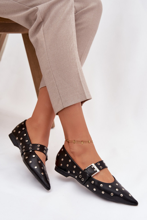 bailarinas con remaches I con hebillas Eko Piel de color negro Arlenne