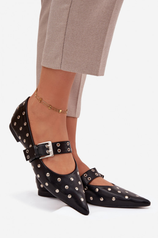 bailarinas con remaches I con hebillas Eko Piel de color negro Arlenne