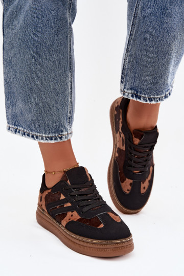 Zapatillas deportivas negras para mujer con plataforma IN Łaty Denissa