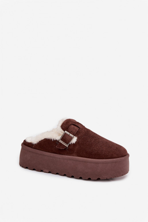 Botas de nieve Femenino con un abrigo de piel I con hebillas con una plataforma CzekoladoAe Jessina