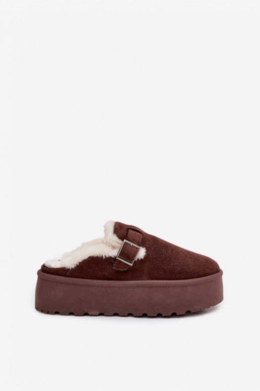 Botas de nieve Femenino con un abrigo de piel I con hebillas con una plataforma CzekoladoAe Jessina