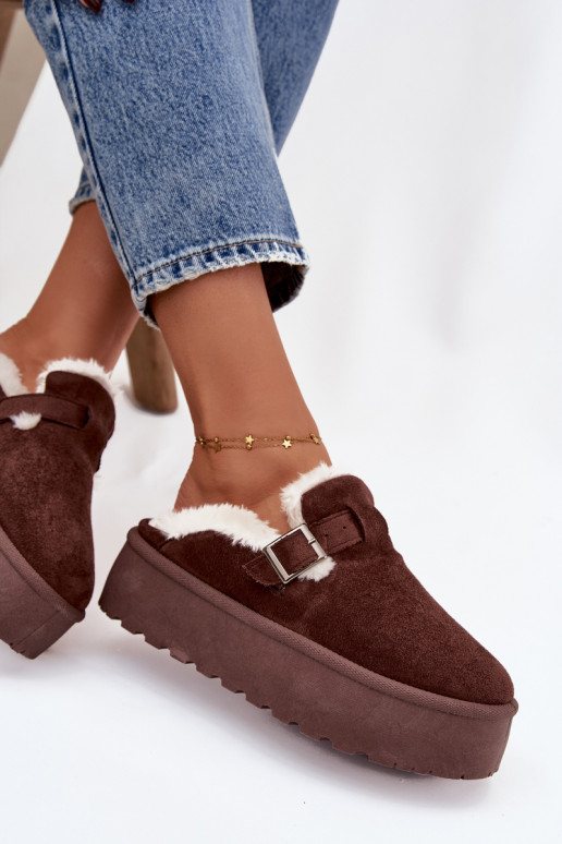 Botas de nieve Femenino con un abrigo de piel I con hebillas con una plataforma CzekoladoAe Jessina