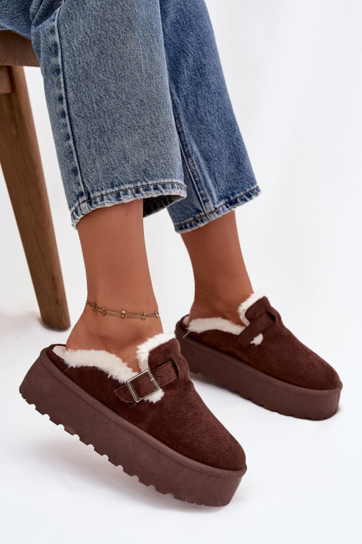 Botas de nieve Femenino con un abrigo de piel I con hebillas con una plataforma CzekoladoAe Jessina