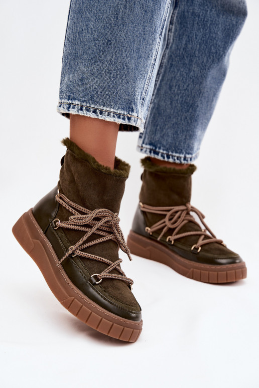 Botas de nieve Femenino con detalles elegantes de color caqui Isalisse