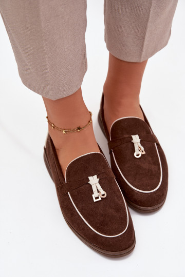 Mocasines color chocolate para mujer de ante sintético DarĮen