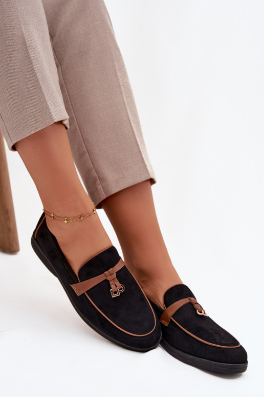 Mocasines Mocasines Femeninode gamuza ecológicau de color negro DarAen