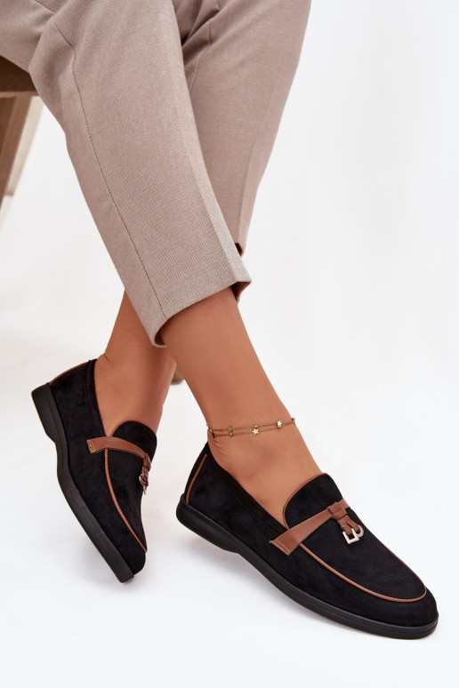 Mocasines Mocasines Femeninode gamuza ecológicau de color negro DarAen