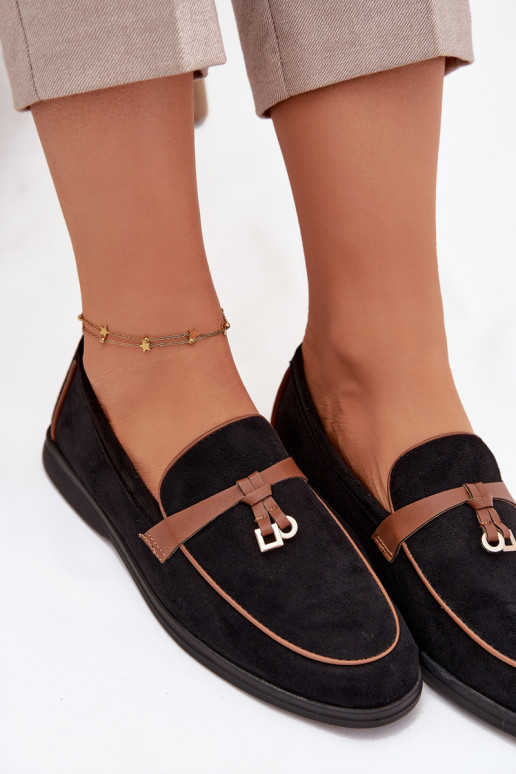 Mocasines Mocasines Femeninode gamuza ecológicau de color negro DarAen