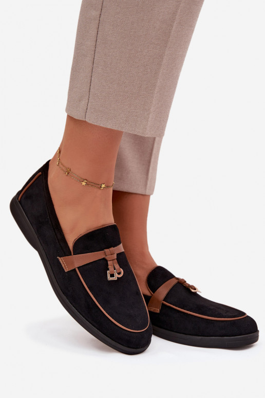 Mocasines Mocasines Femeninode gamuza ecológicau de color negro DarAen