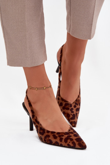 Zapatos Phelia con tacones delgados en estampado de piel de leopardo