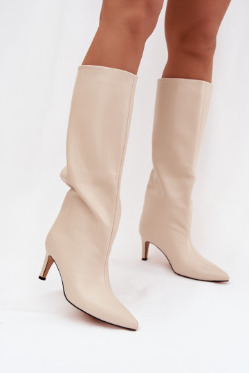 botas de mujer Un modelo convincente calentamiento con tacones finos color marfil Olivienne